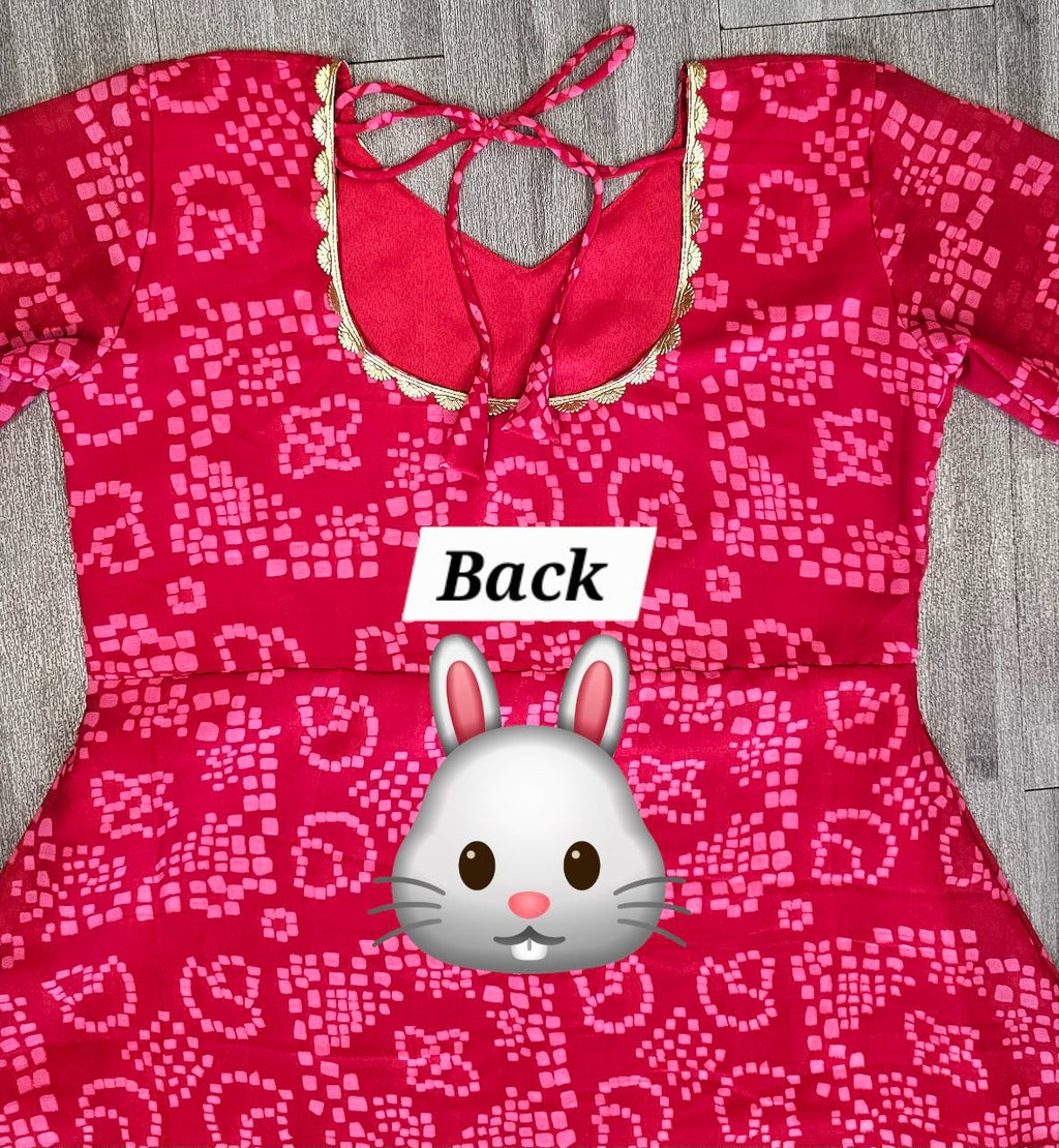 Women 'S Red Bandhani Styles Gown