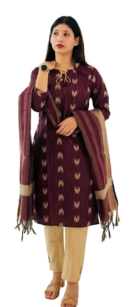Women 's Cotton Kurta Pant Set with Dupatta