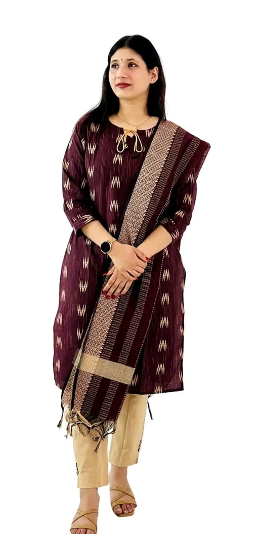 Women 's Cotton Kurta Pant Set with Dupatta