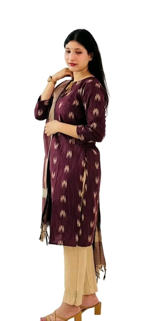 Women 's Cotton Kurta Pant Set with Dupatta