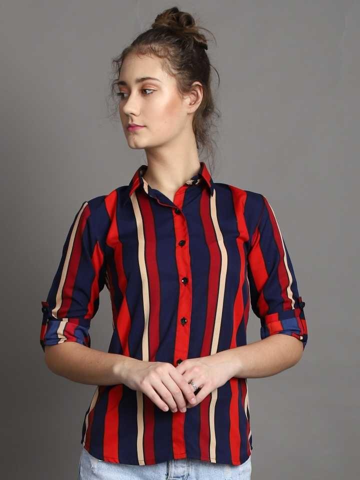 Women 's Crepe Stripe Shirt