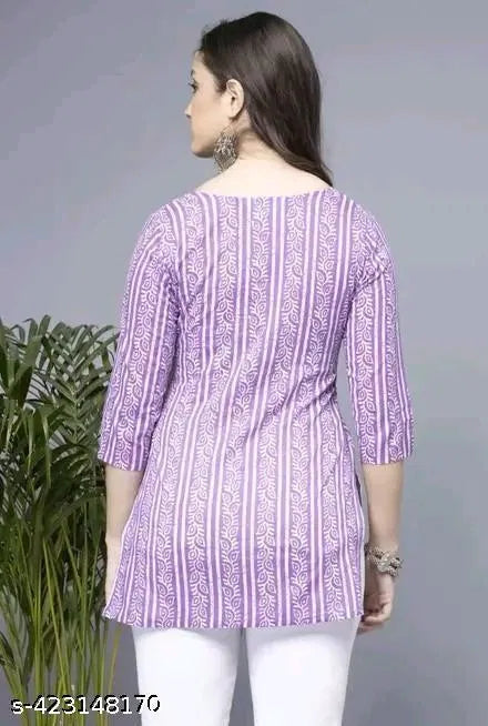 Lavender Short Kurti, Stylish Women 's Pure Cotton kurti
