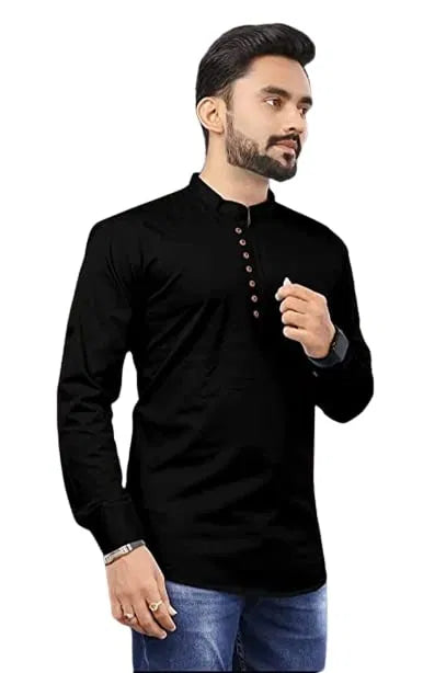 Men's Slim Fit Full Sleeve Cotton Short Kurta Pack of 2