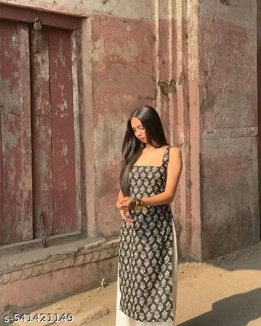 Women 's Printed Straight Sleeveless Kurta