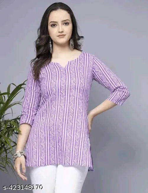 Lavender Short Kurti, Stylish Women 's Pure Cotton kurti